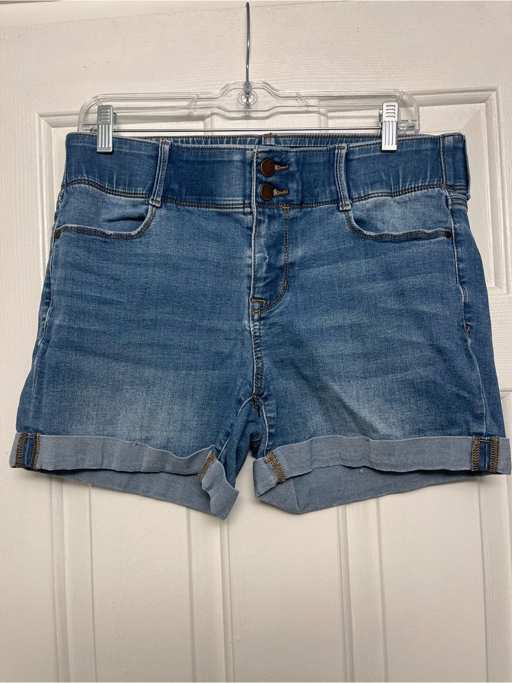 Apt. 9 Light Blue Double-Button Rolled Hem Jean Shorts